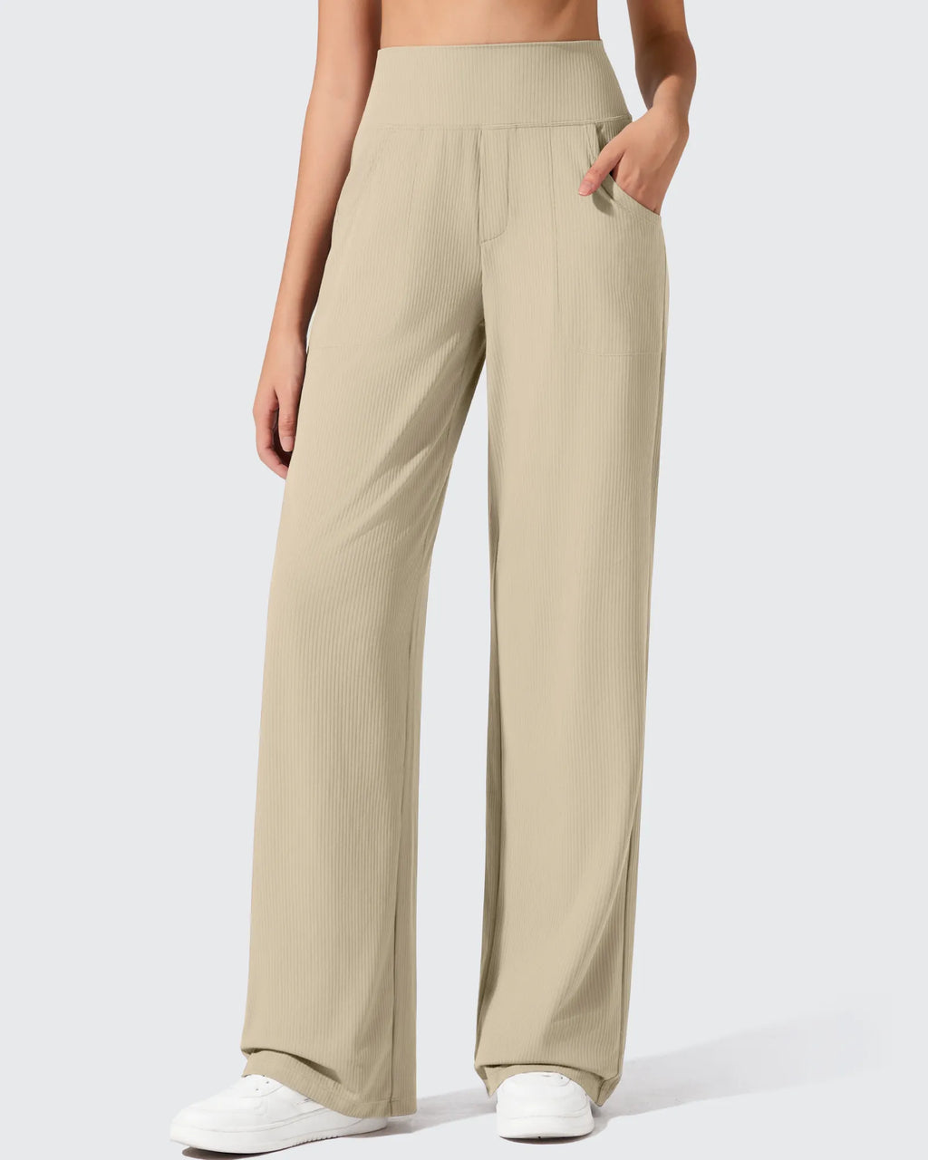 Ribbed Knit High Waist Wide Leg Yoga Pants