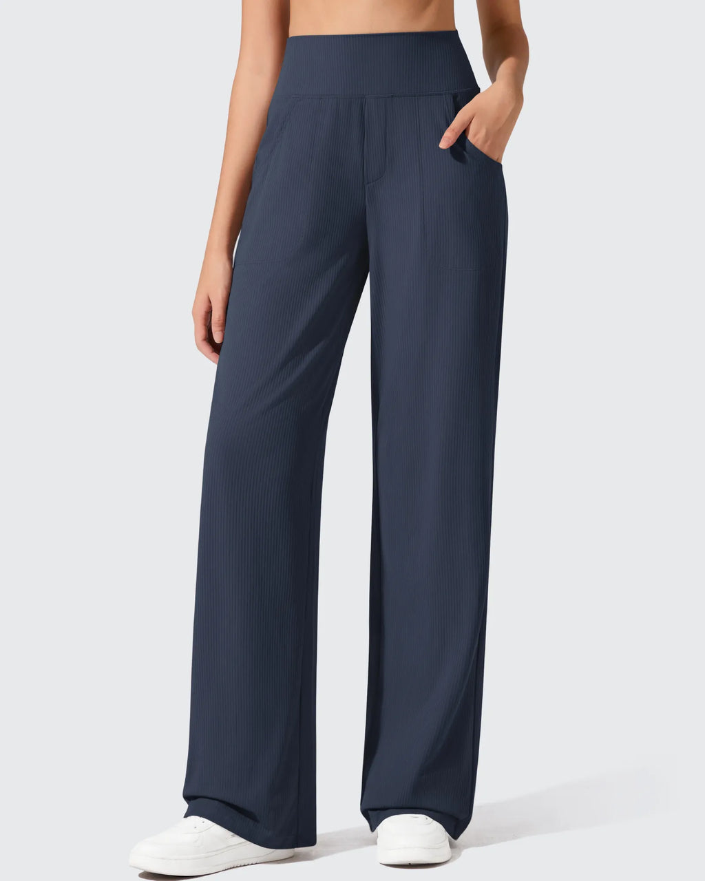 Ribbed Knit High Waist Wide Leg Yoga Pants