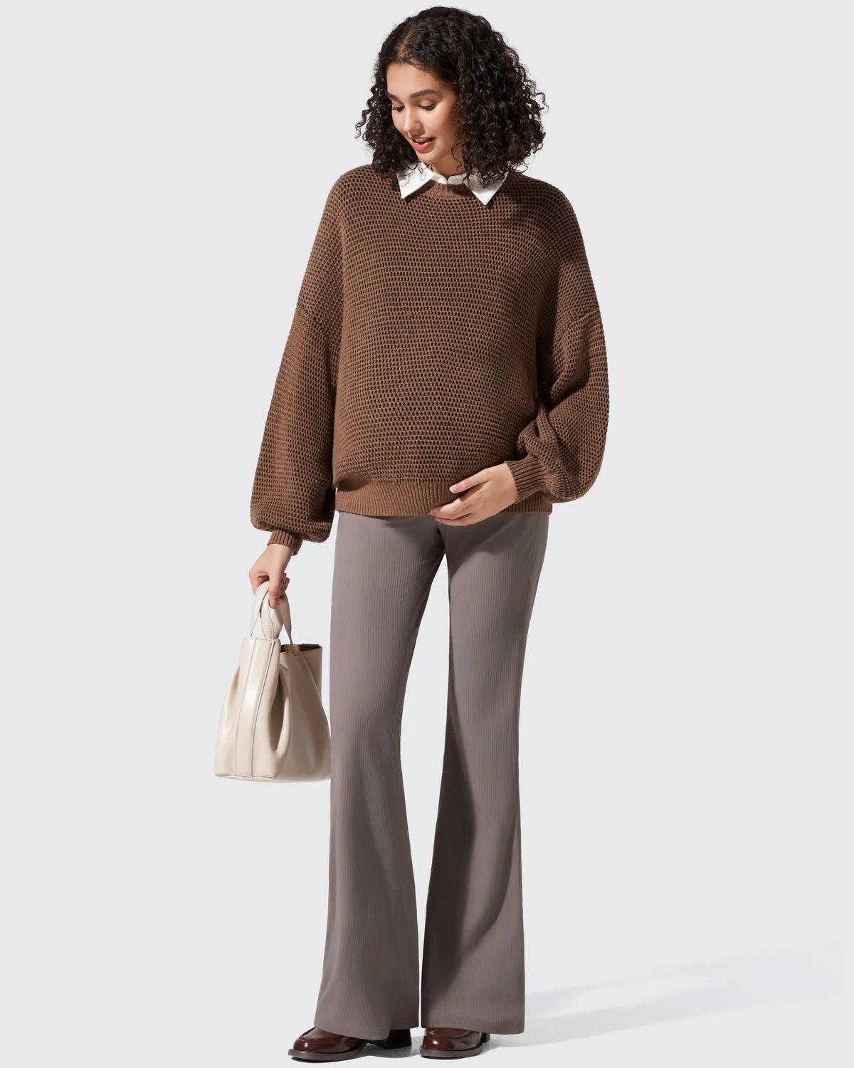 Ribbed Maternity Flare Yoga Pants with Pockets