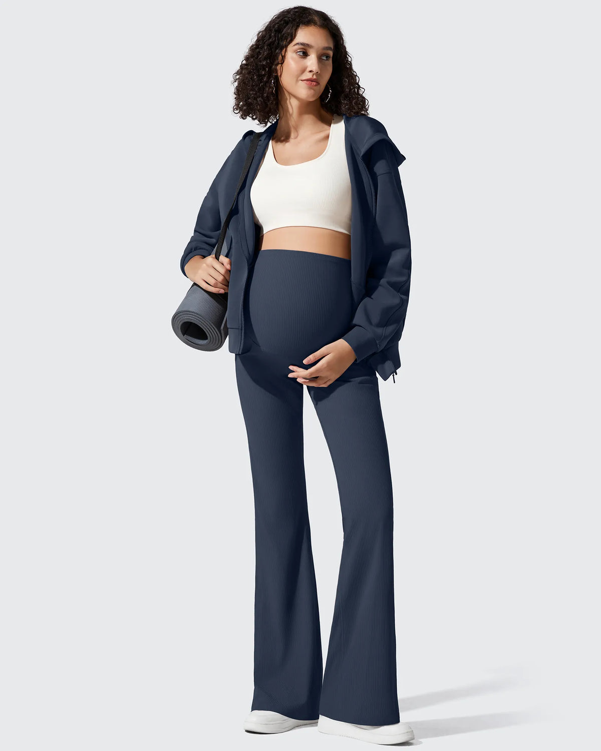 Ribbed Maternity Flare Yoga Pants with Pockets