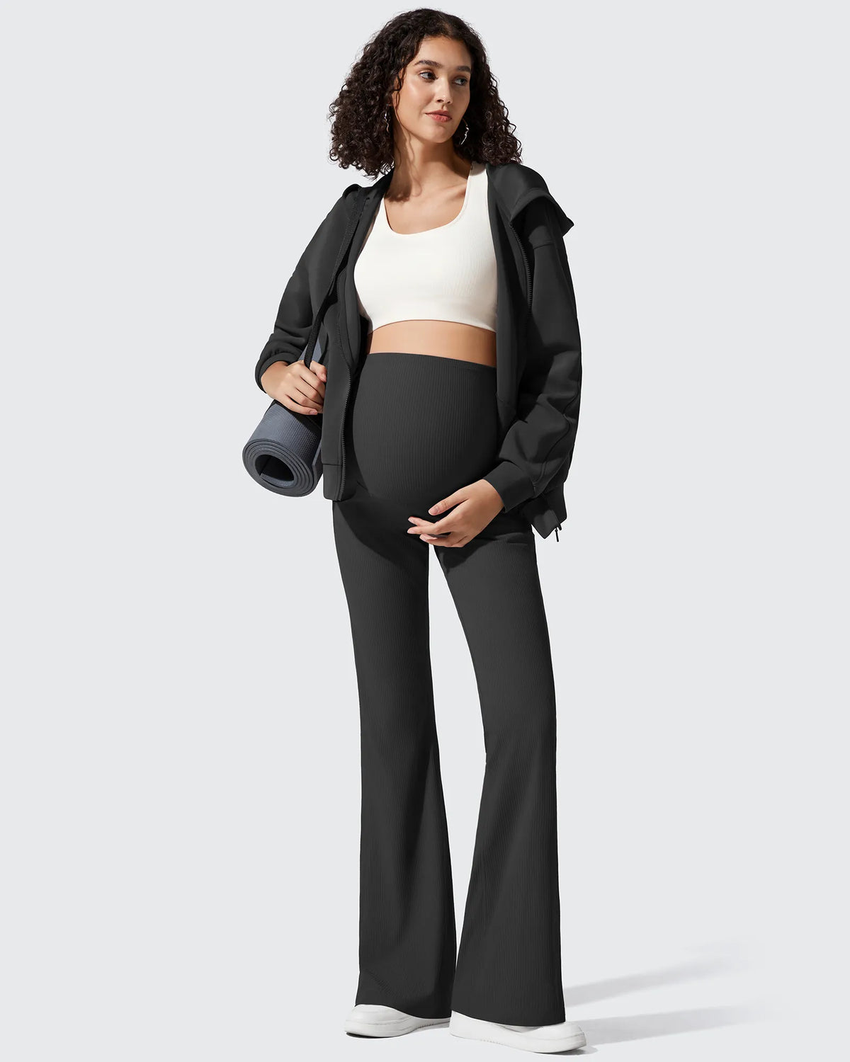 Ribbed Maternity Flare Yoga Pants with Pockets