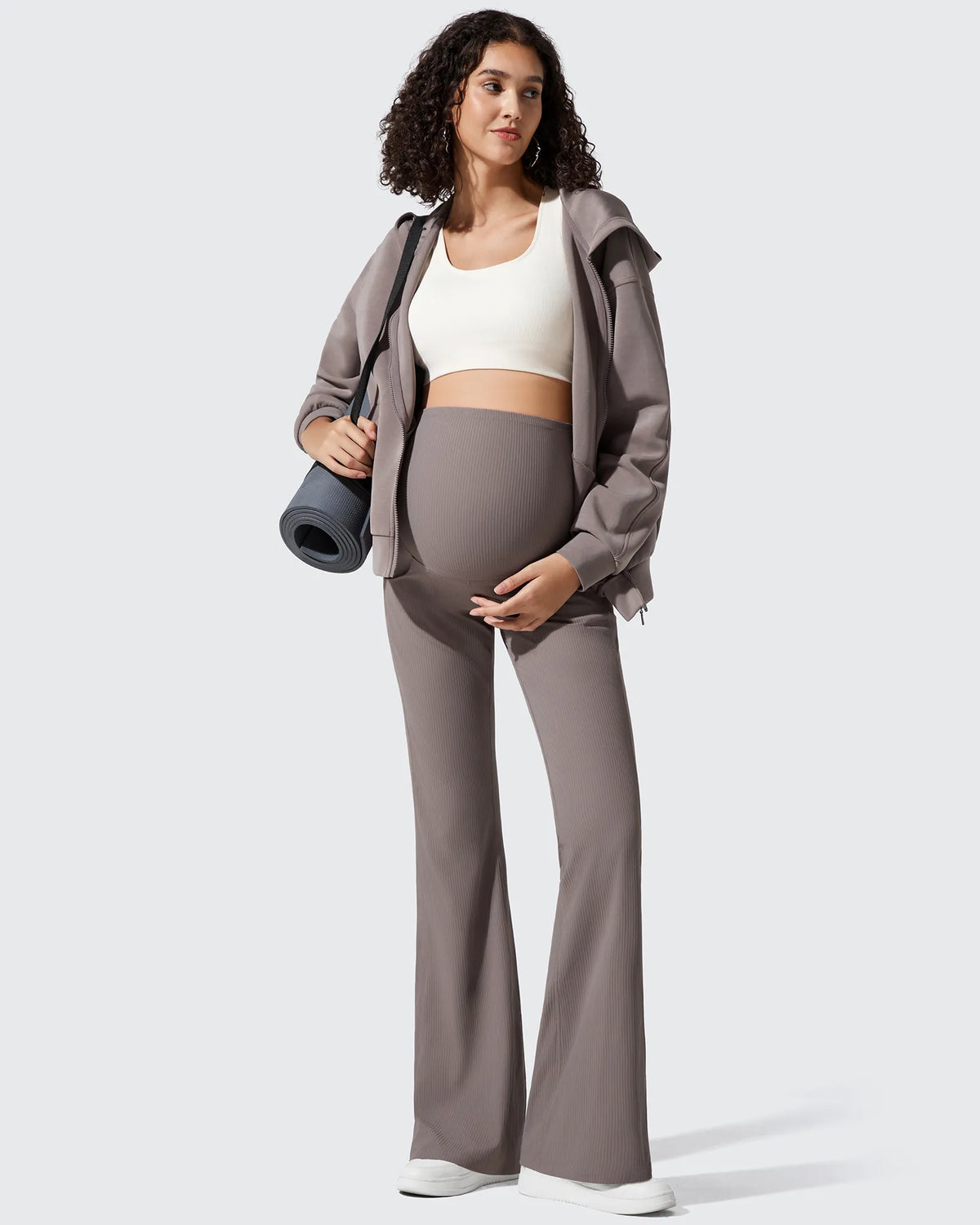 Ribbed Maternity Flare Yoga Pants with Pockets
