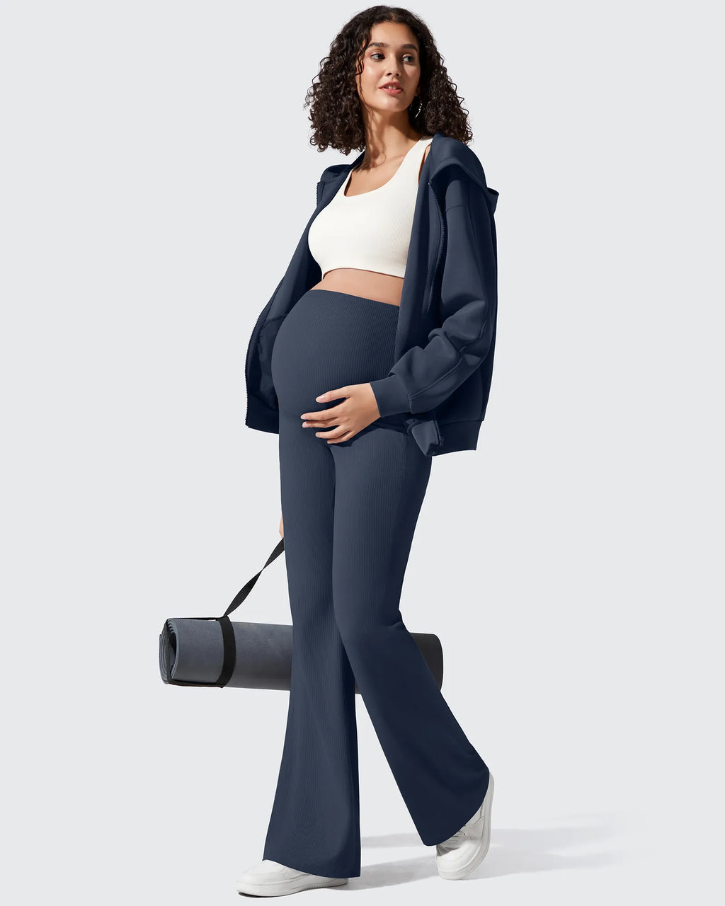 Ribbed Maternity Flare Yoga Pants with Pockets
