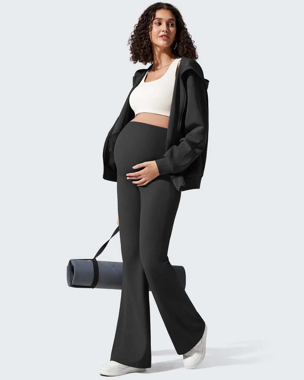 Ribbed Maternity Flare Yoga Pants with Pockets