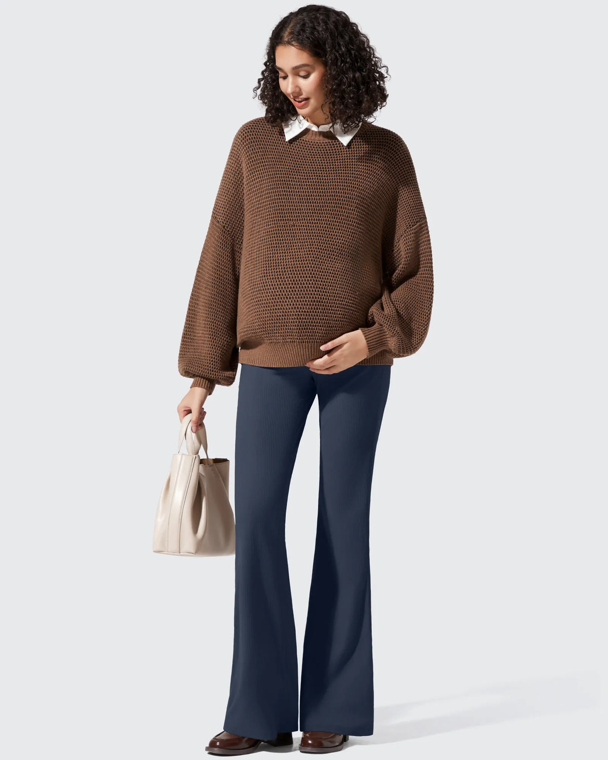 Ribbed Maternity Flare Yoga Pants with Pockets