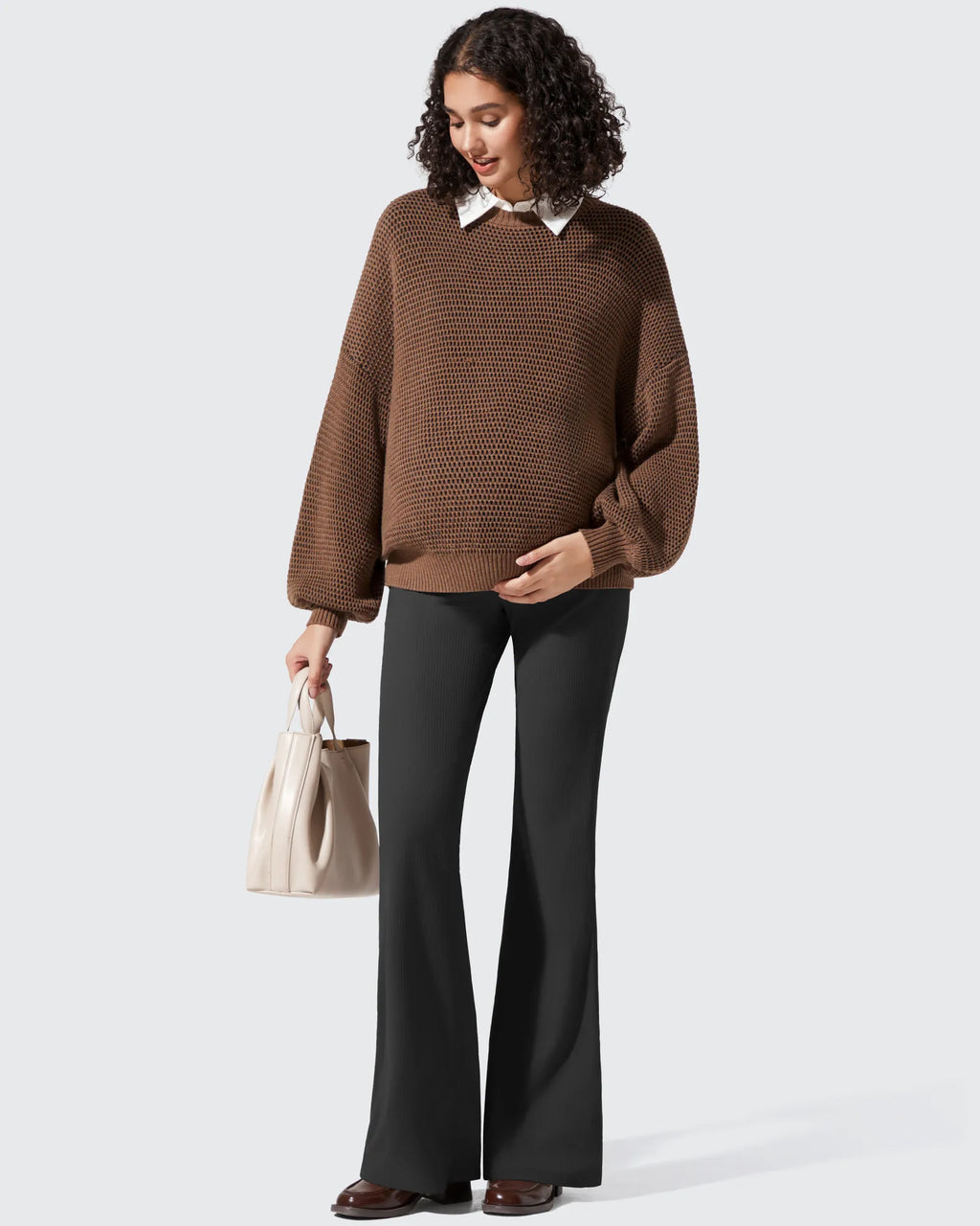 Ribbed Maternity Flare Yoga Pants with Pockets