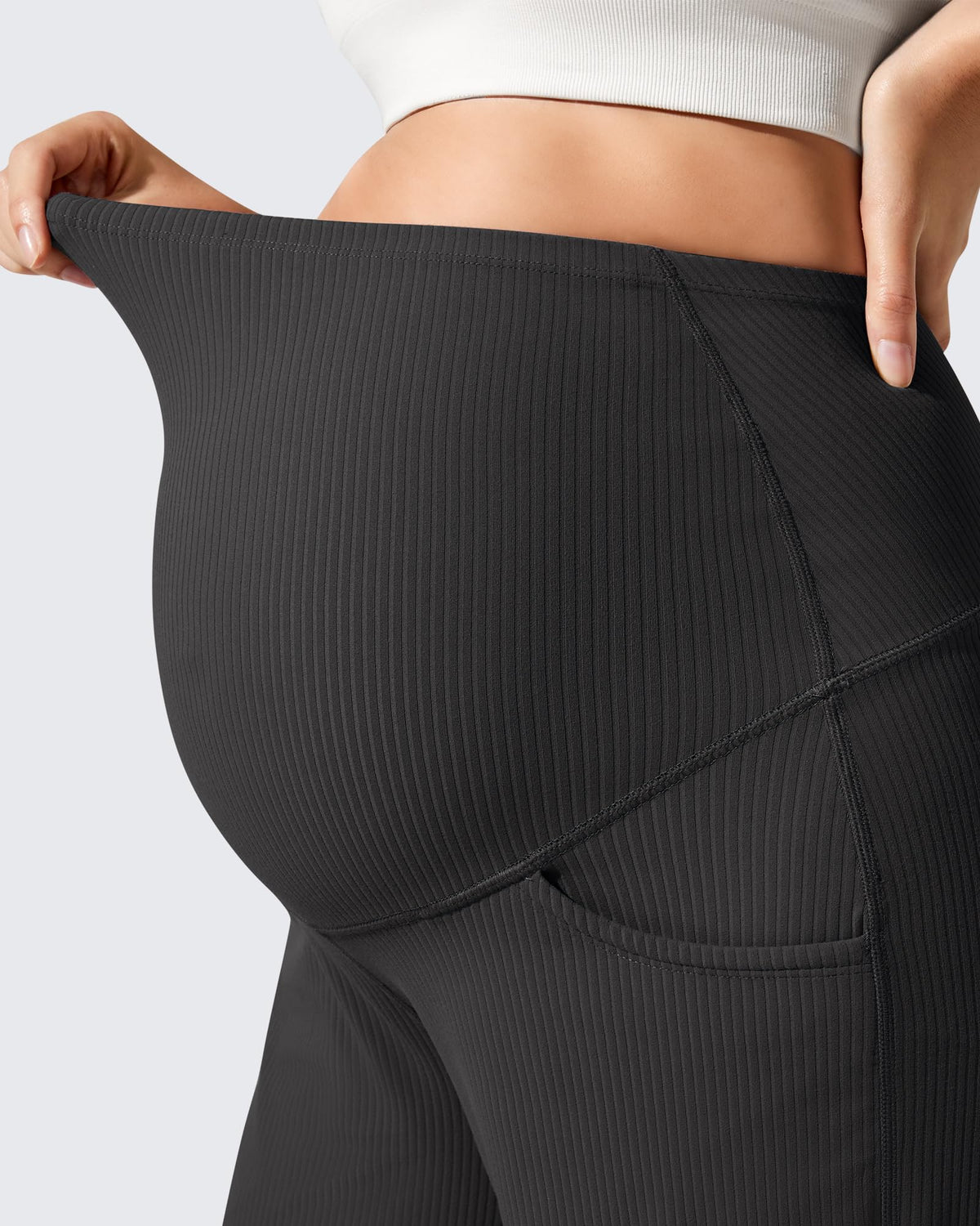 Ribbed Maternity Wide Leg Casual Yoga Pants