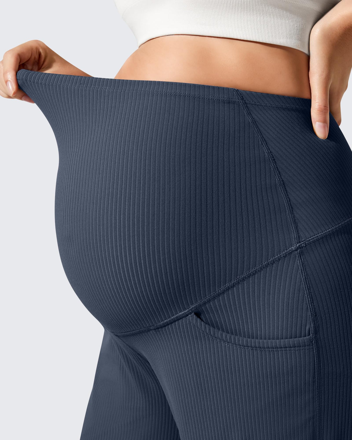 Ribbed Maternity Wide Leg Casual Yoga Pants