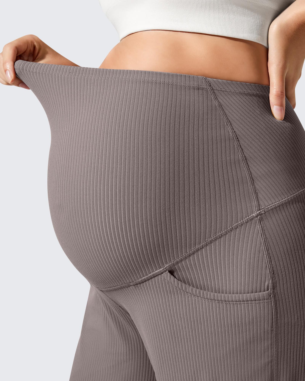 Ribbed Maternity Wide Leg Casual Yoga Pants