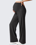 Ribbed Maternity Wide Leg Casual Yoga Pants