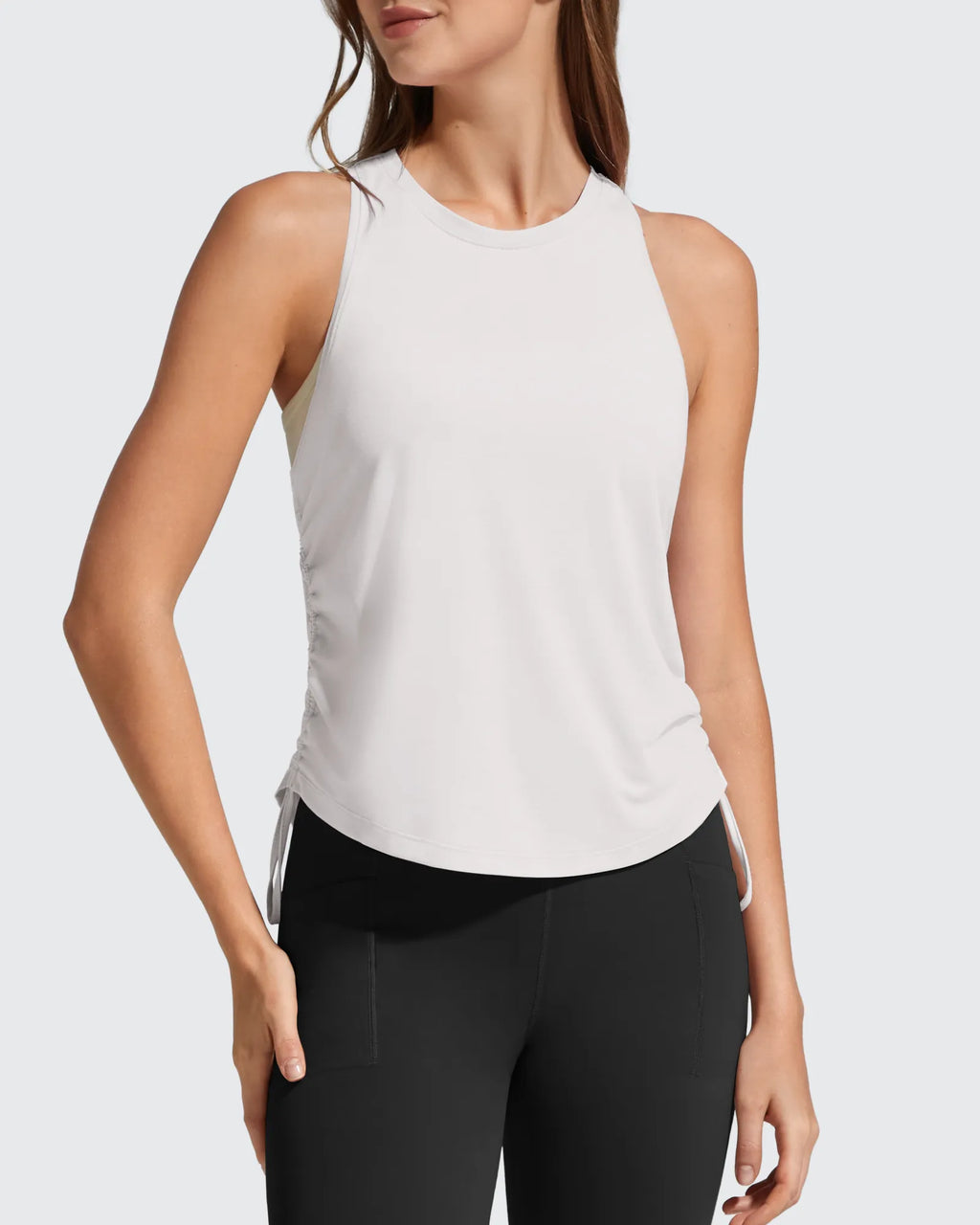 Ruch Side High Neck Racerback Muscle Tank Tops