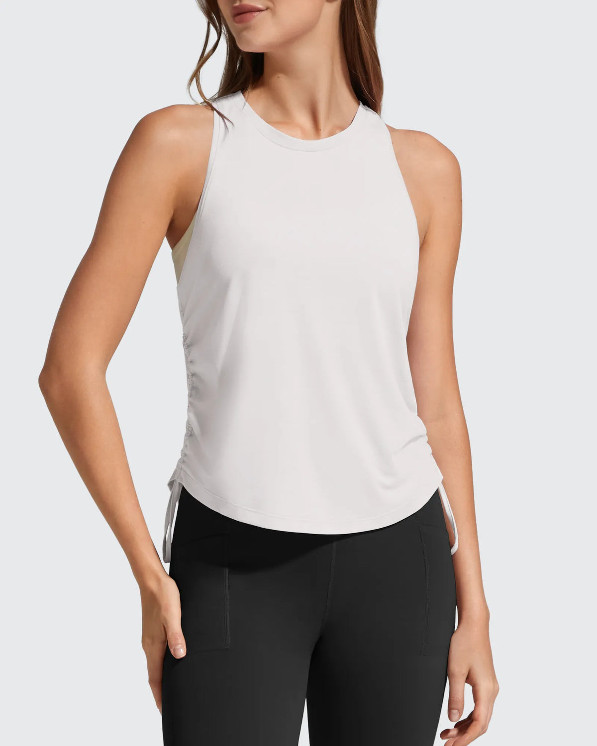 Ruch Side High Neck Racerback Muscle Tank Tops