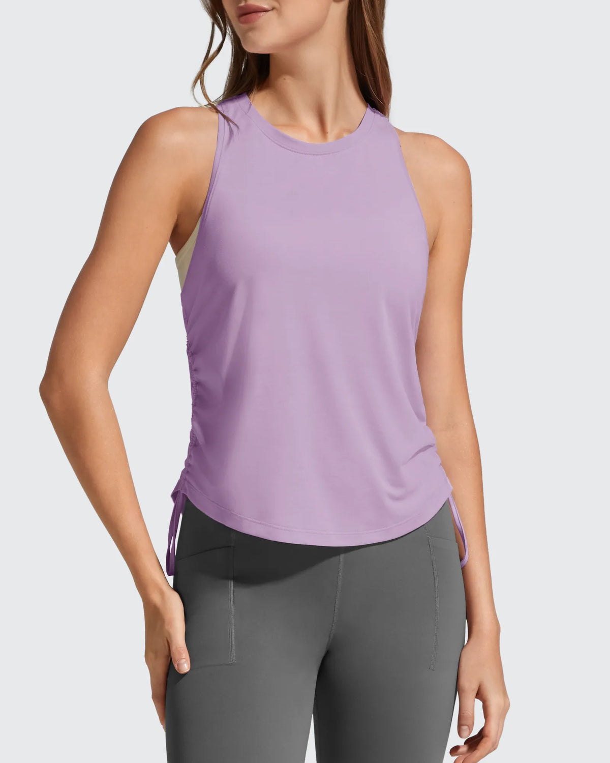 Ruch Side High Neck Racerback Muscle Tank Tops