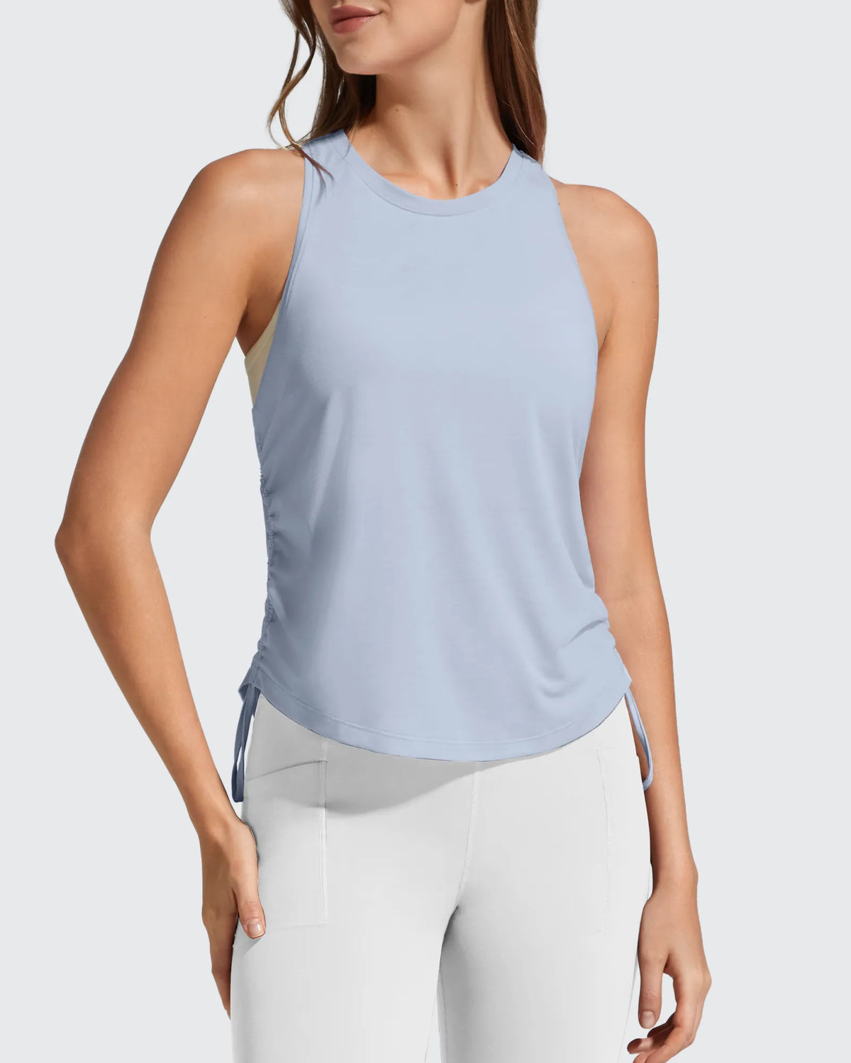 Ruch Side High Neck Racerback Muscle Tank Tops