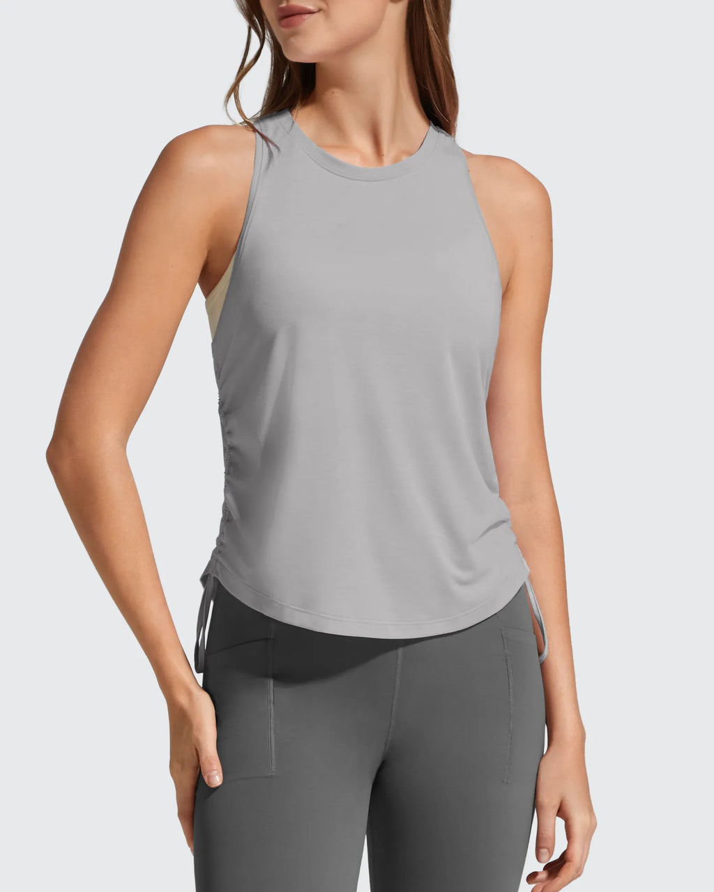 Ruch Side High Neck Racerback Muscle Tank Tops