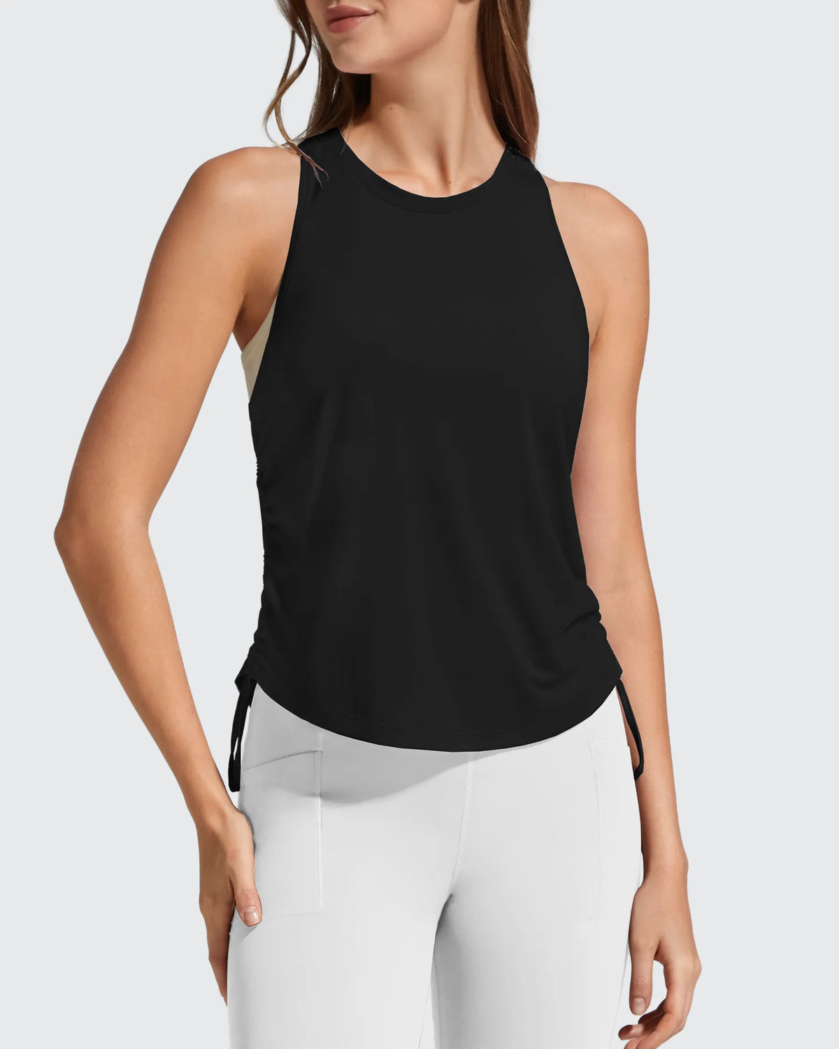 Ruch Side High Neck Racerback Muscle Tank Tops