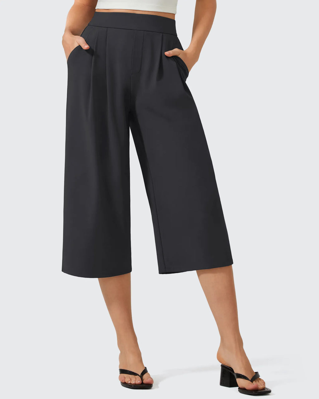ShiftReady Elastic Waist Wide Leg Capri Pants 18''