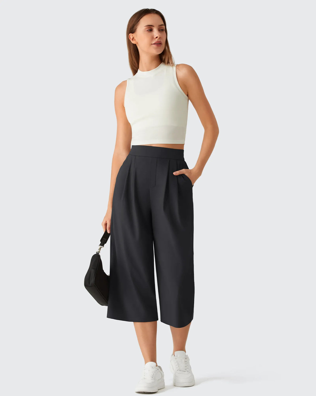 ShiftReady Elastic Waist Wide Leg Capri Pants 18''