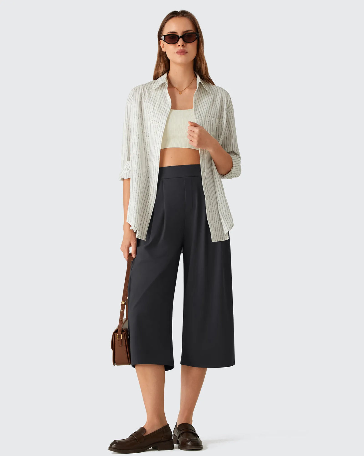 ShiftReady Elastic Waist Wide Leg Capri Pants 18''