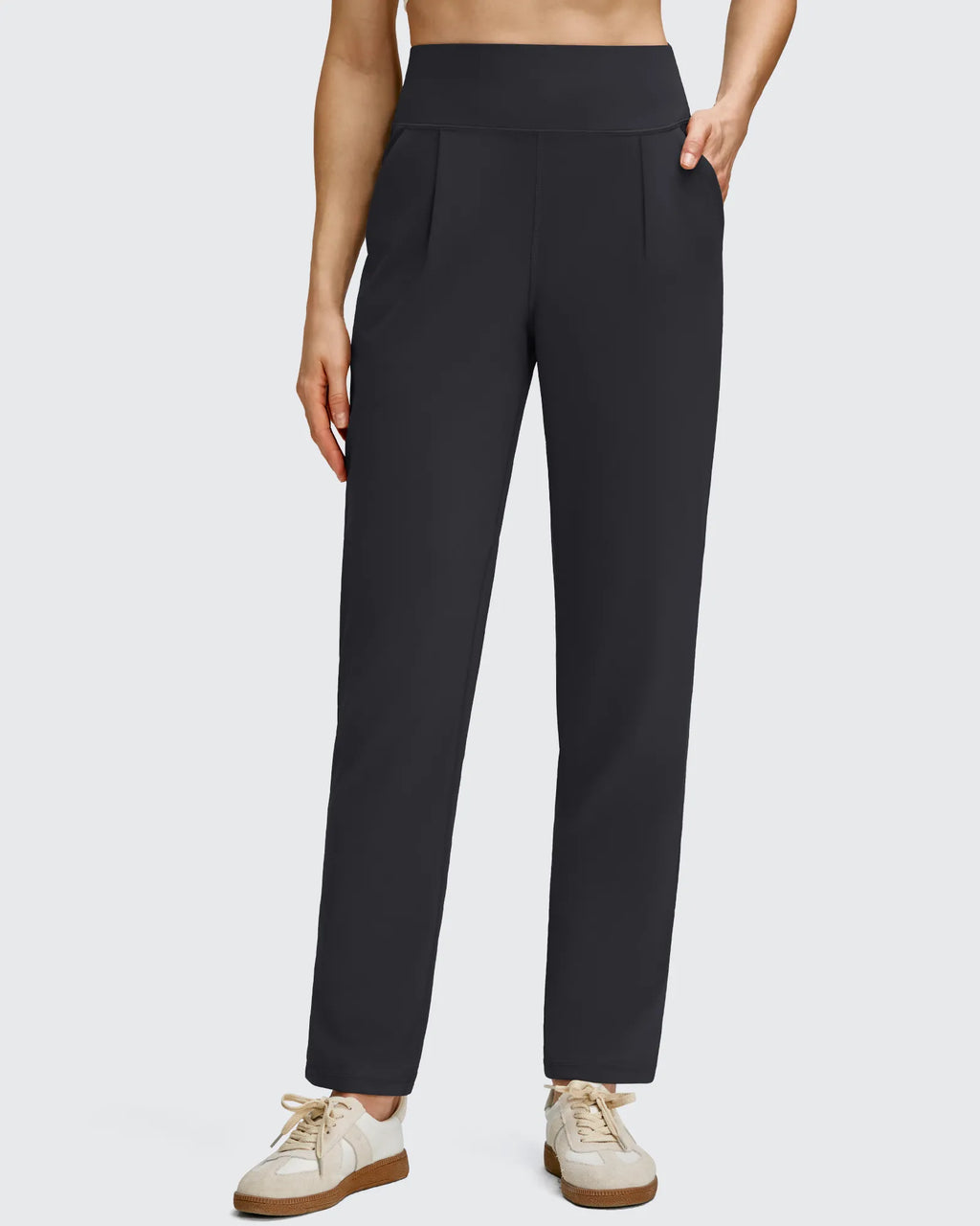 ShiftReady Front Pleated Ankle Tapered High Waist Trousers