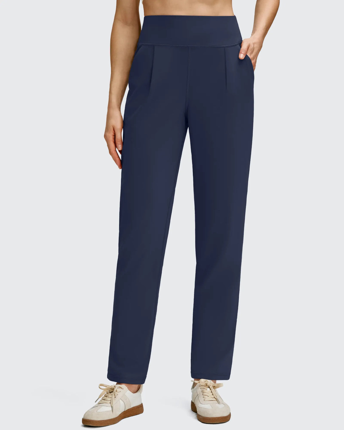 ShiftReady Front Pleated Ankle Tapered High Waist Trousers