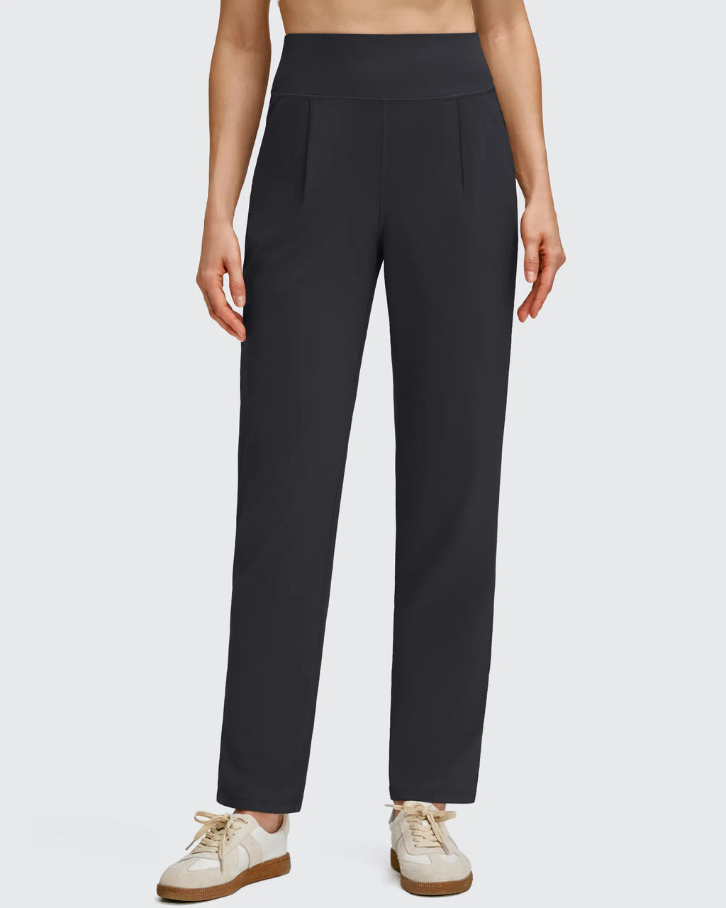 ShiftReady Front Pleated Ankle Tapered High Waist Trousers