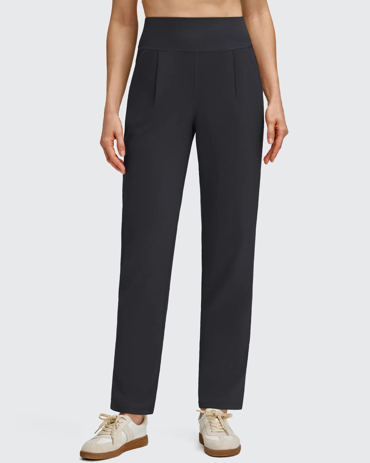 ShiftReady Front Pleated Ankle Tapered High Waist Trousers