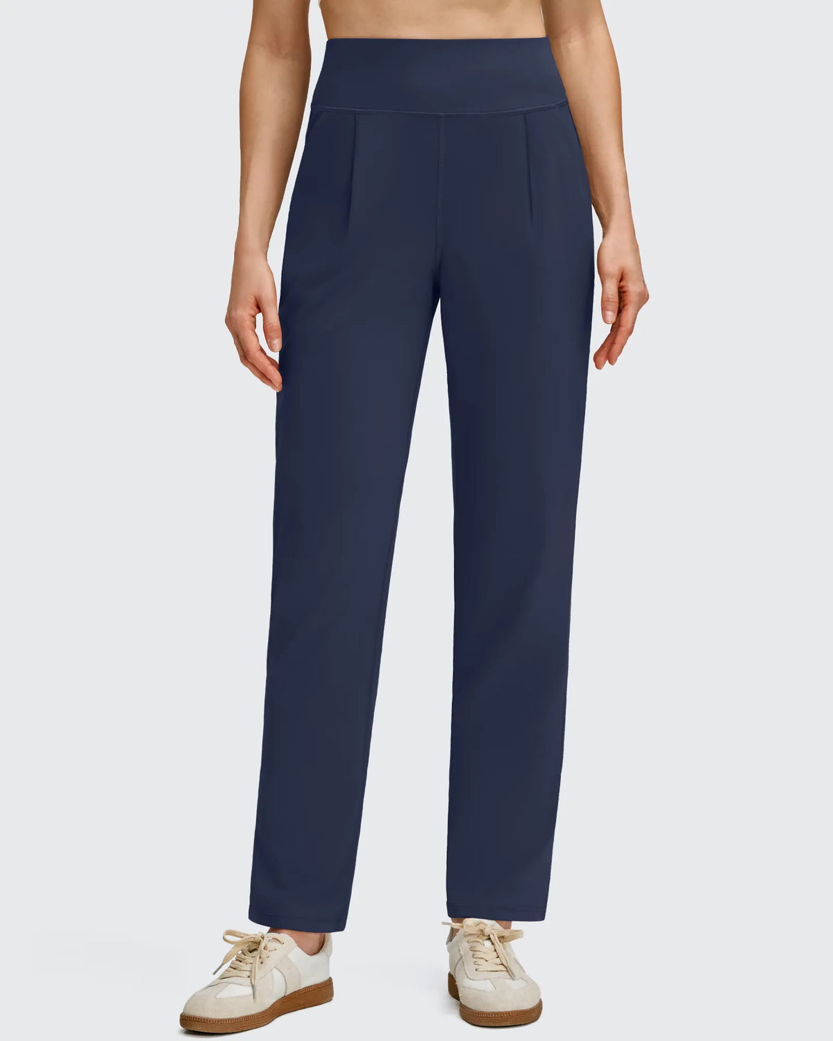 ShiftReady Front Pleated Ankle Tapered High Waist Trousers