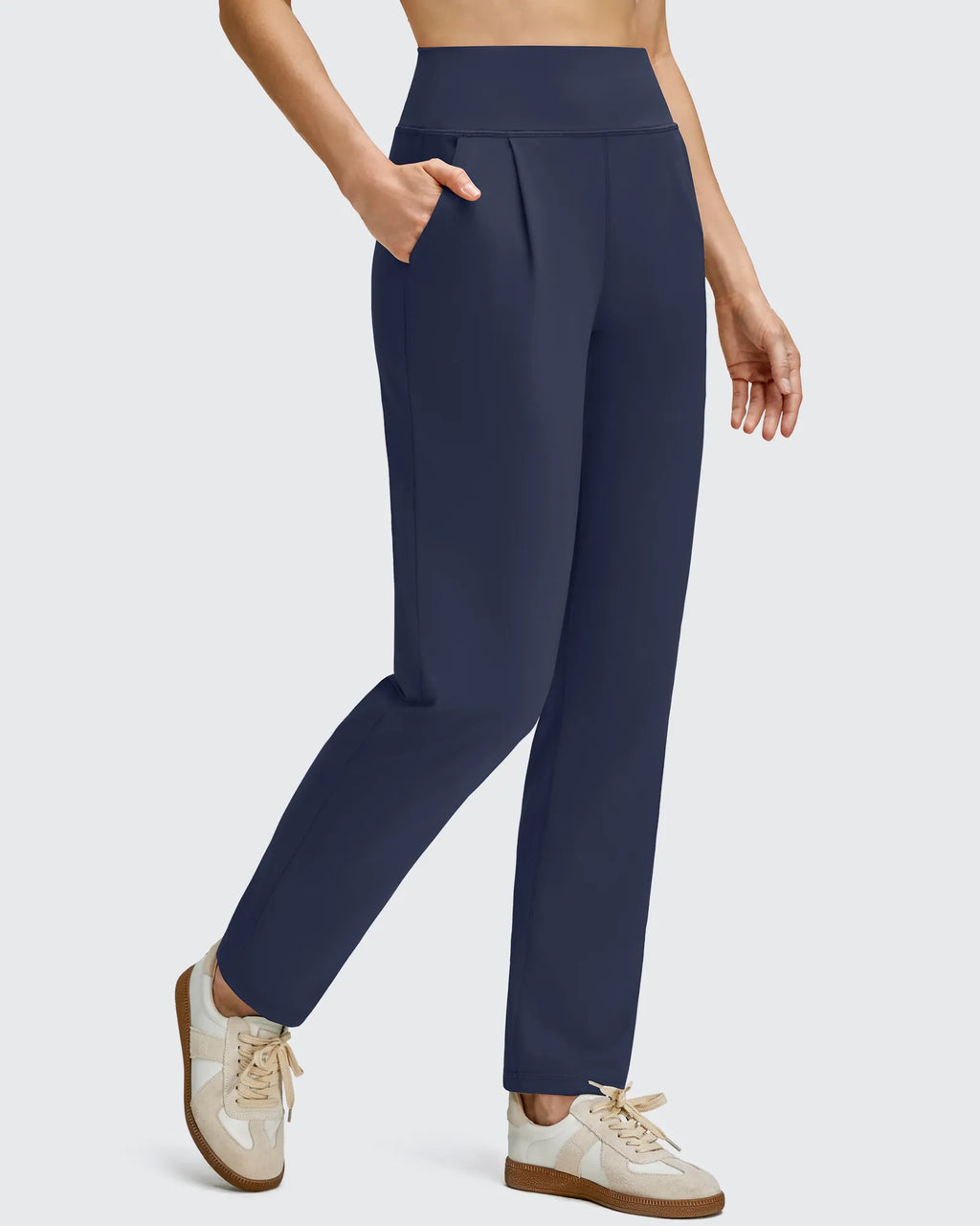 ShiftReady Front Pleated Ankle Tapered High Waist Trousers