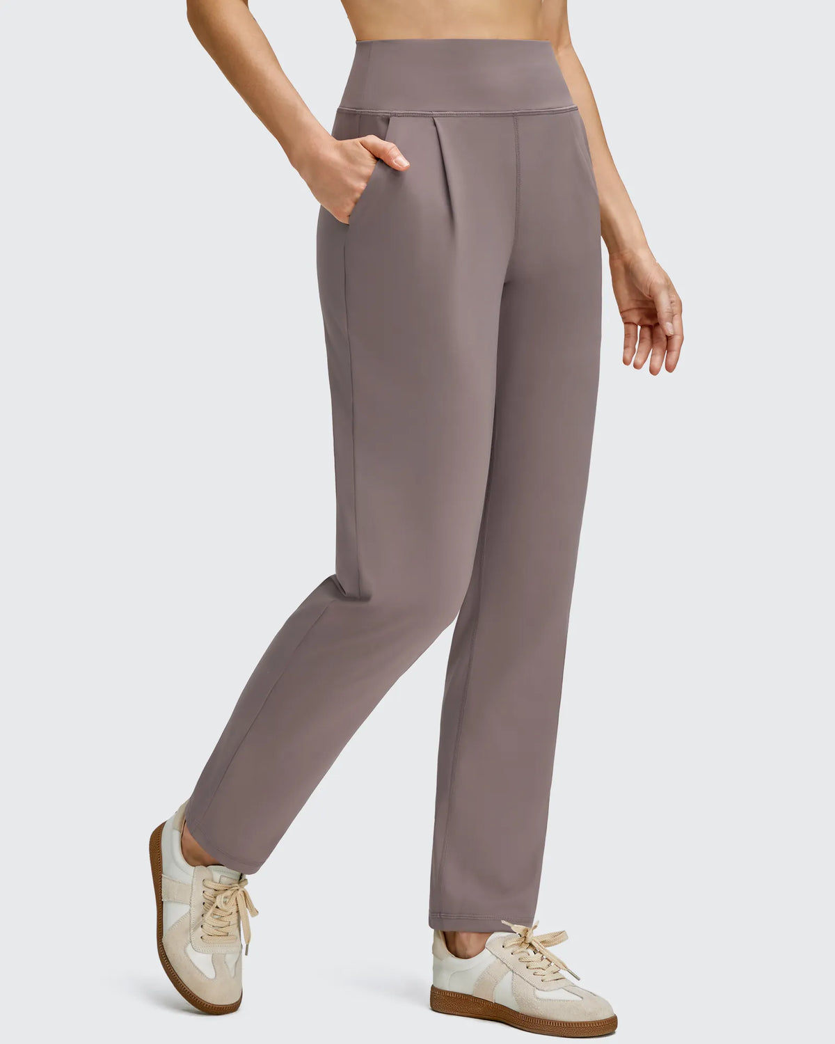 ShiftReady Front Pleated Ankle Tapered High Waist Trousers
