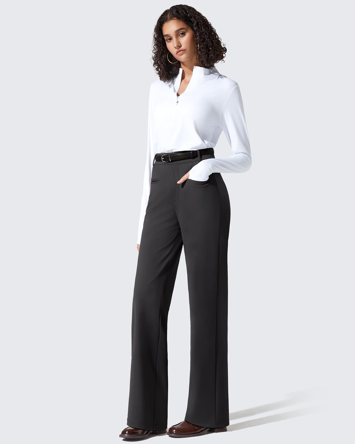 ShiftReady Slit Pockets Elastic Waist Straight Leg Work Pants