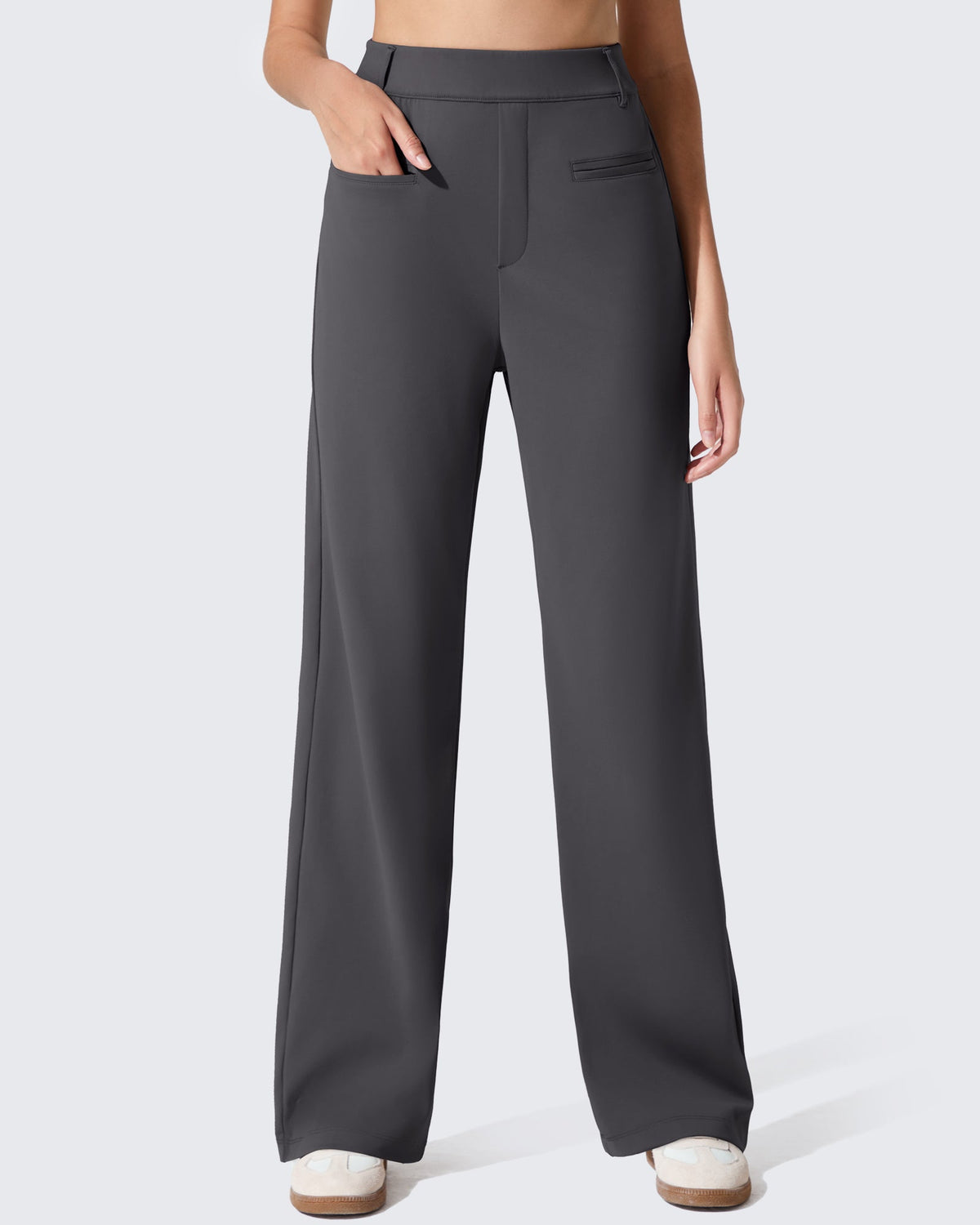 ShiftReady Slit Pockets Elastic Waist Straight Leg Work Pants