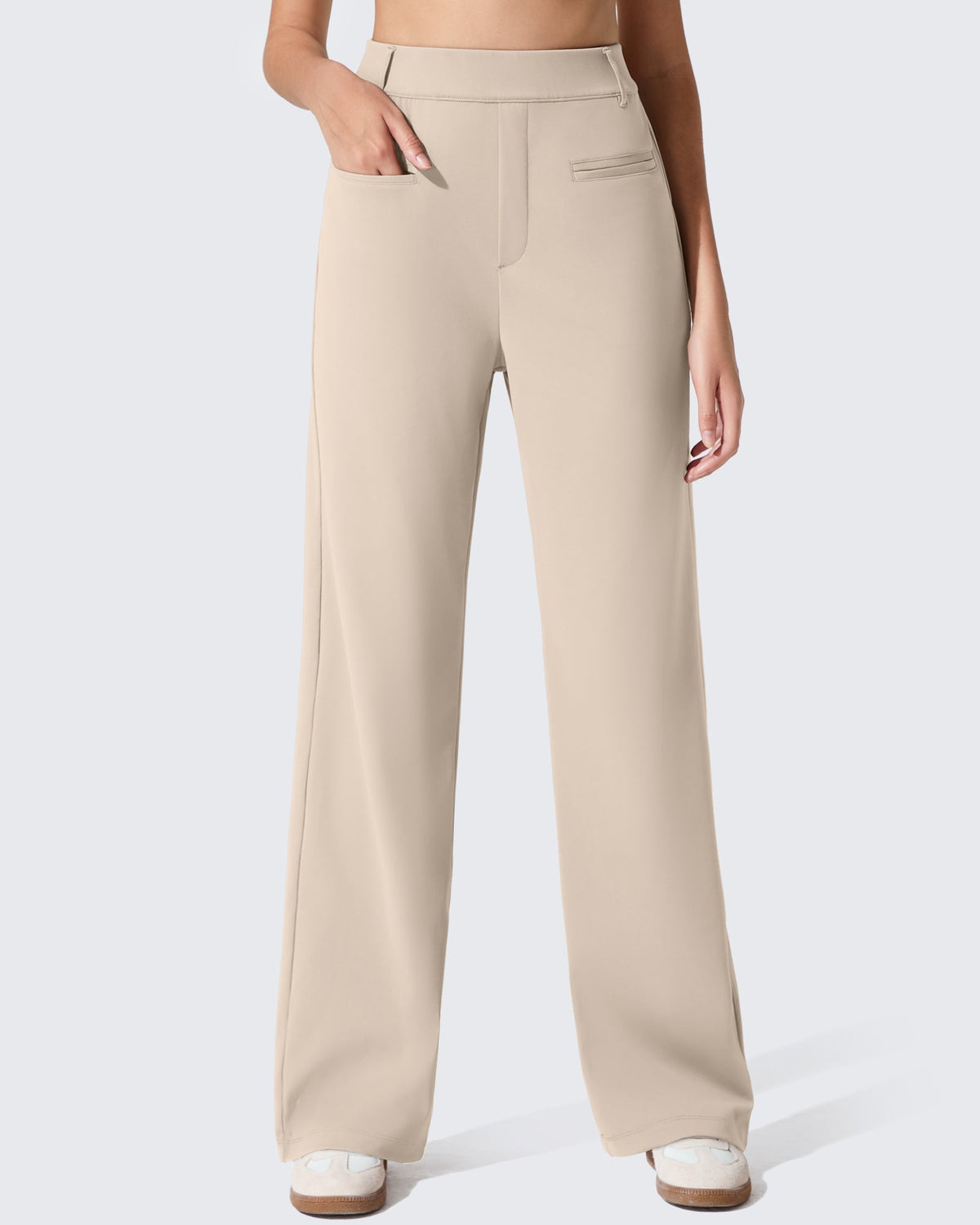 ShiftReady Slit Pockets Elastic Waist Straight Leg Work Pants