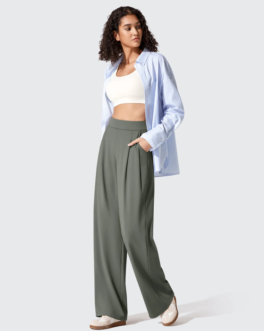 ShiftReady Two Front Pleated Wide Leg Dress Pants