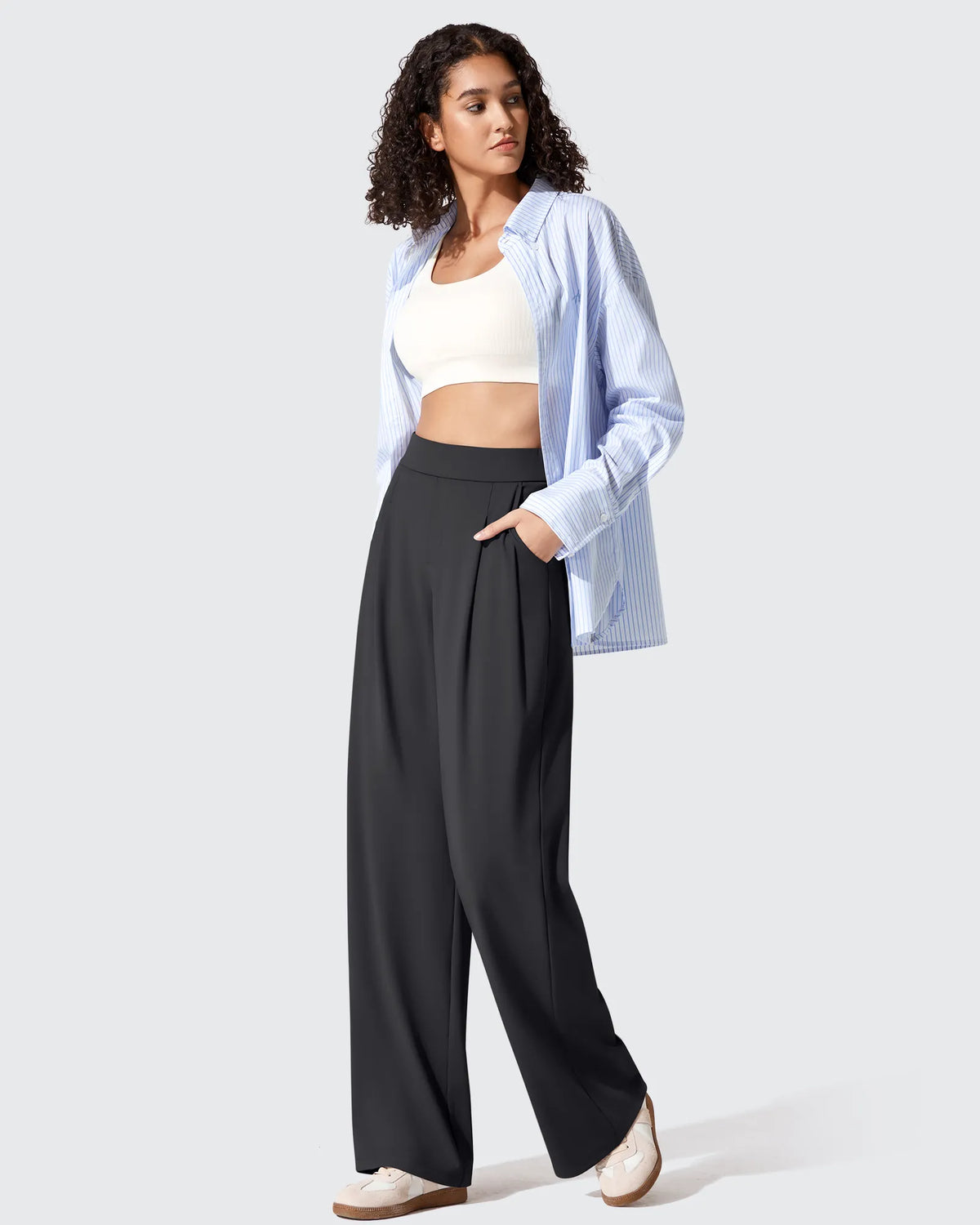 ShiftReady Two Front Pleated Wide Leg Dress Pants