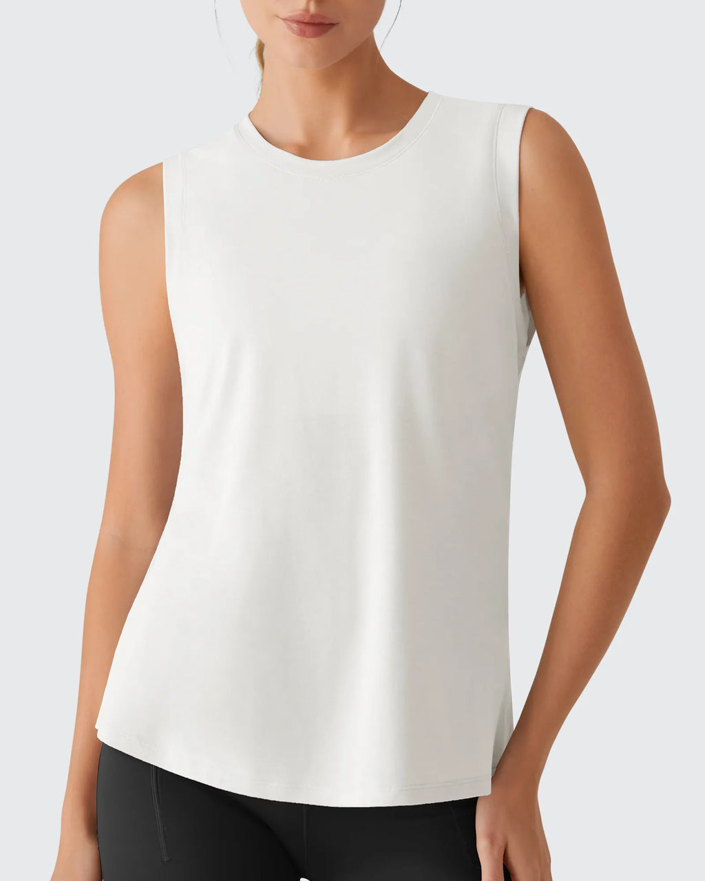 Side Slits Loose Fit High Neck Athletic Tanks