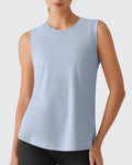 Side Slits Loose Fit High Neck Athletic Tanks