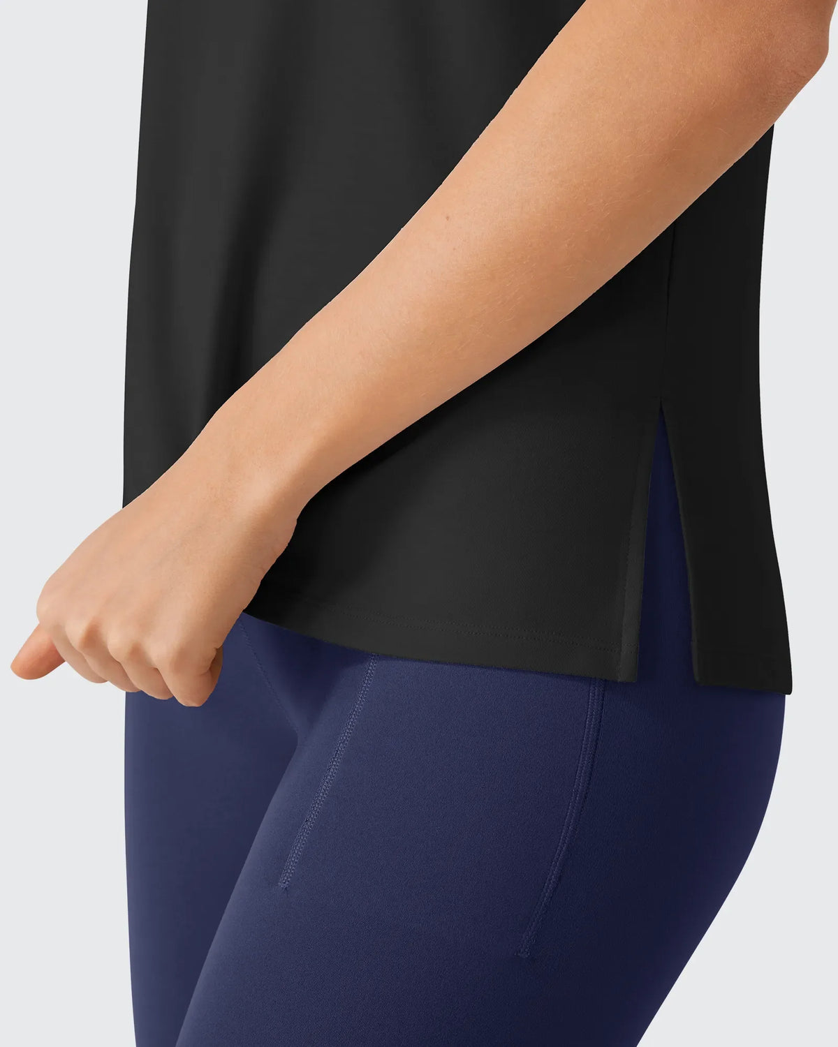 Side Slits Loose Fit High Neck Athletic Tanks
