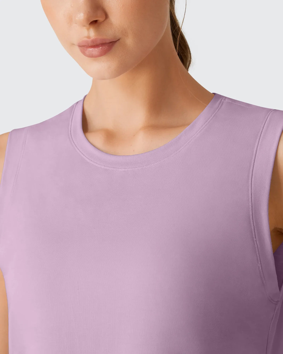 Side Slits Loose Fit High Neck Athletic Tanks