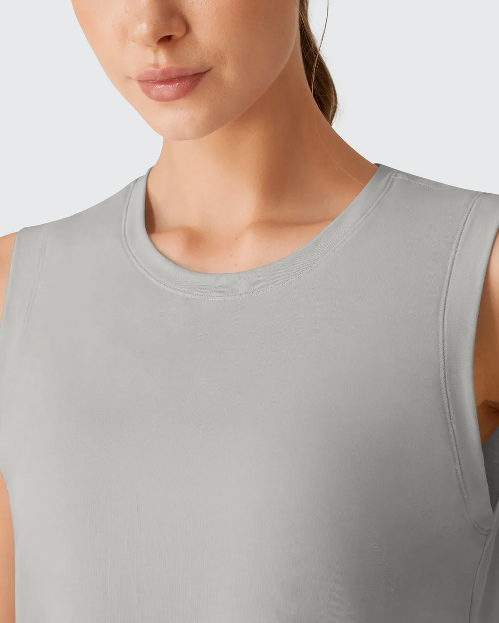 Side Slits Loose Fit High Neck Athletic Tanks