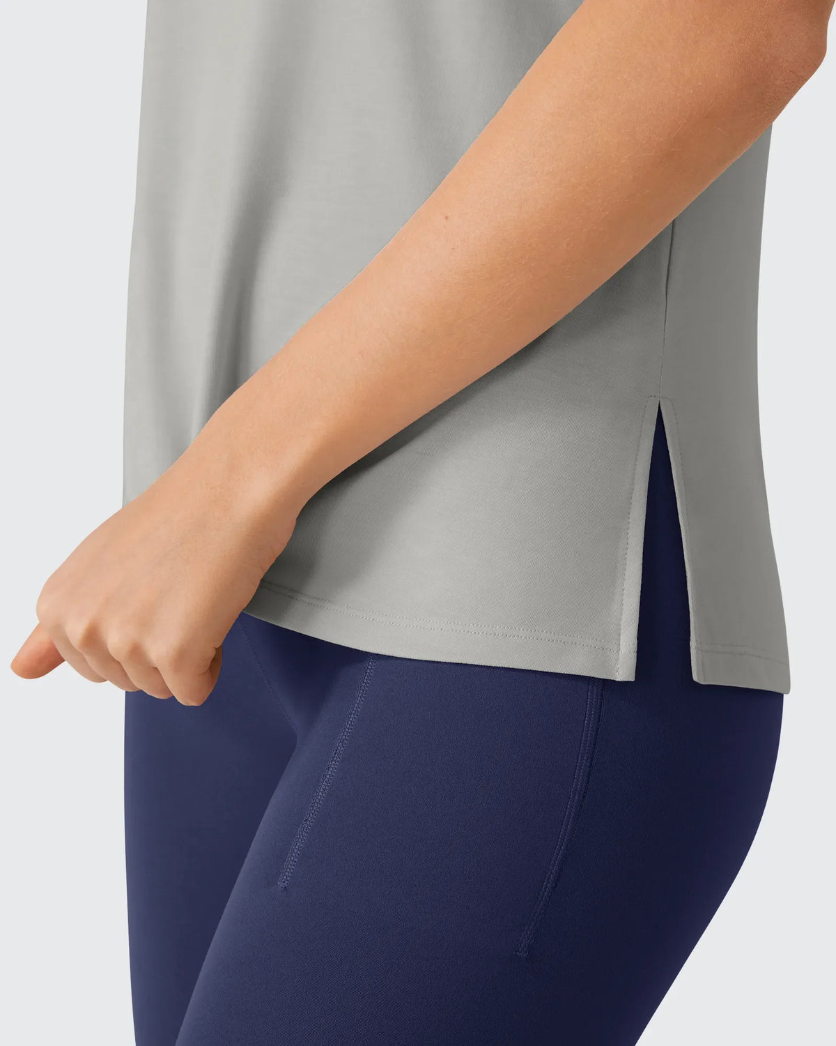 Side Slits Loose Fit High Neck Athletic Tanks