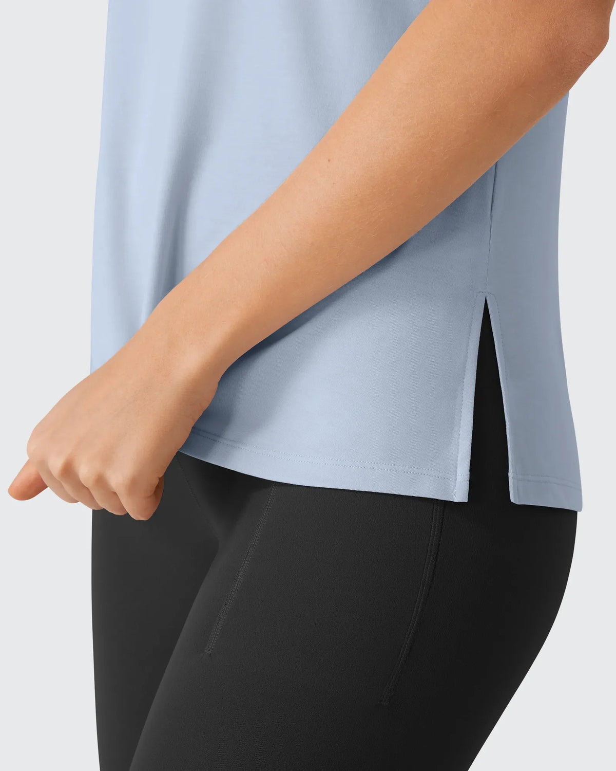 Side Slits Loose Fit High Neck Athletic Tanks