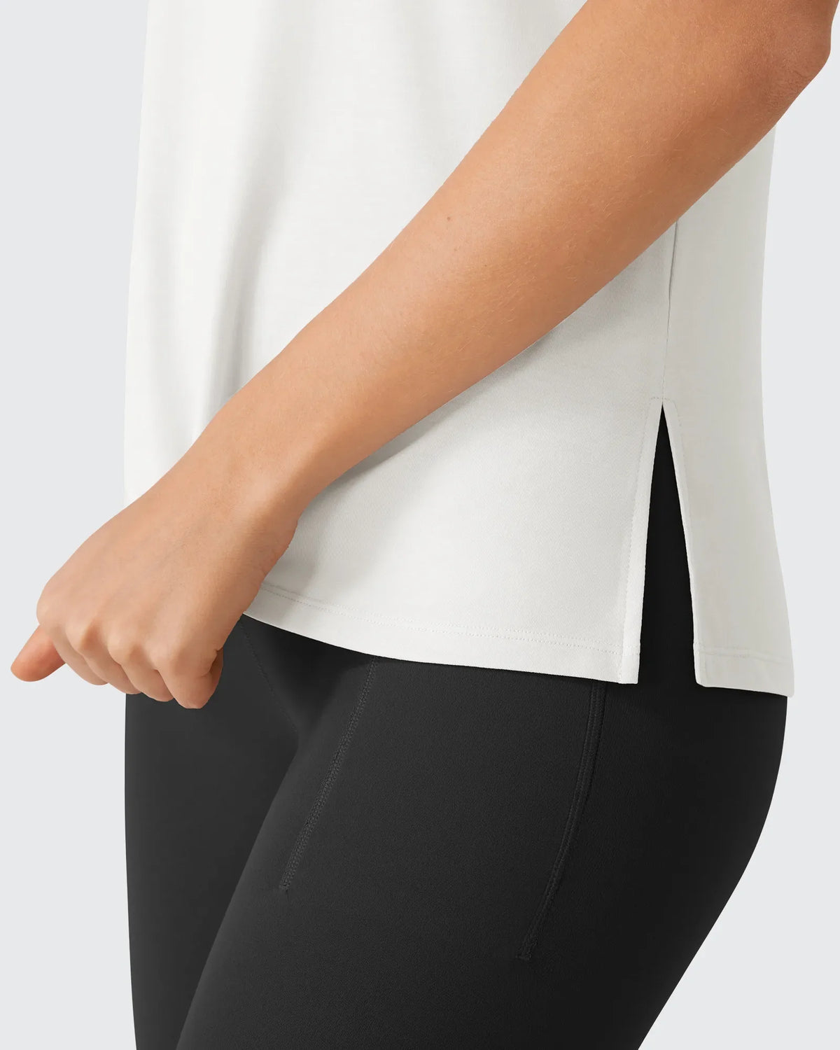 Side Slits Loose Fit High Neck Athletic Tanks