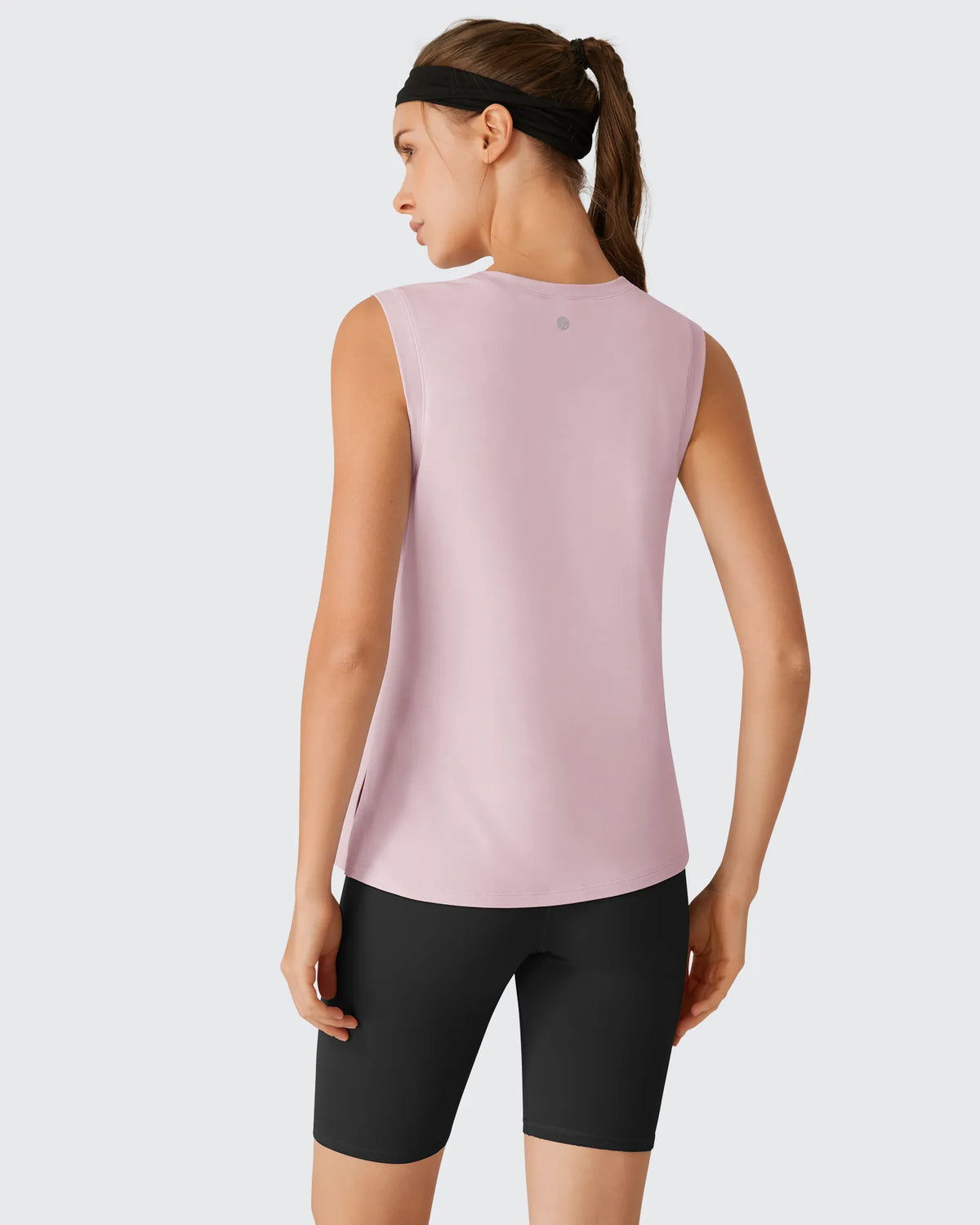 Side Slits Loose Fit High Neck Athletic Tanks