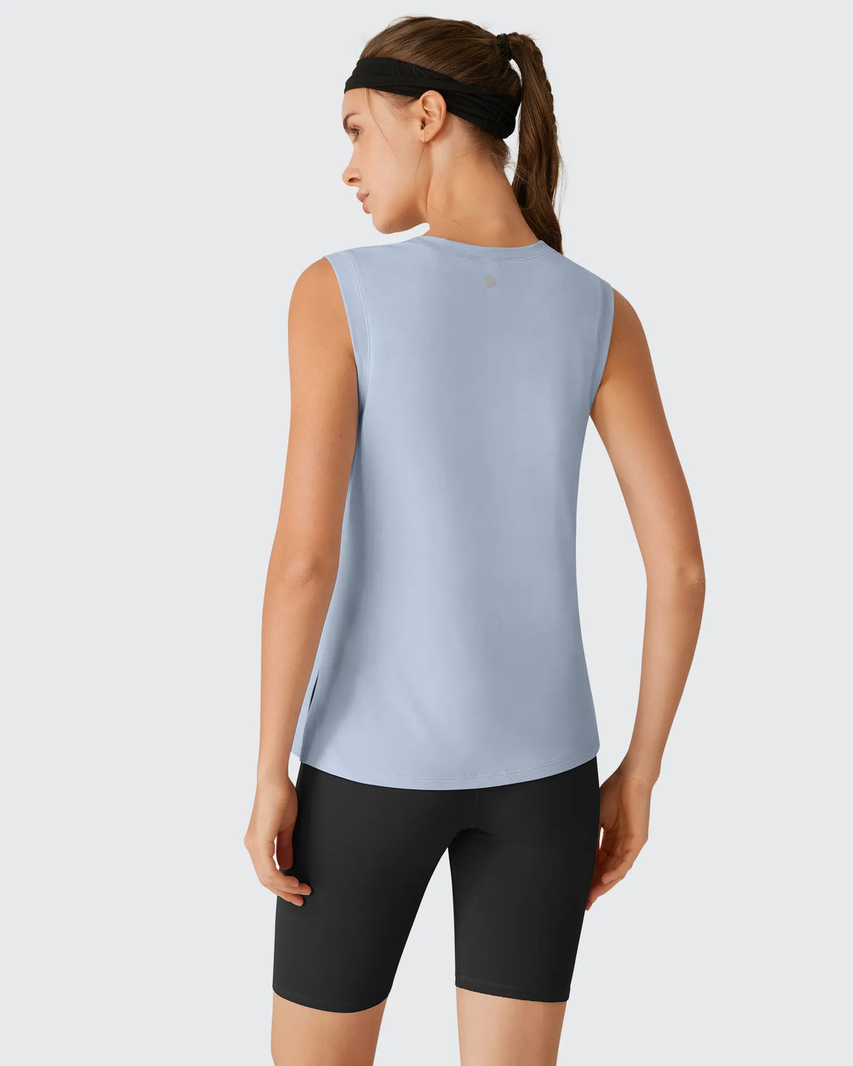 Side Slits Loose Fit High Neck Athletic Tanks