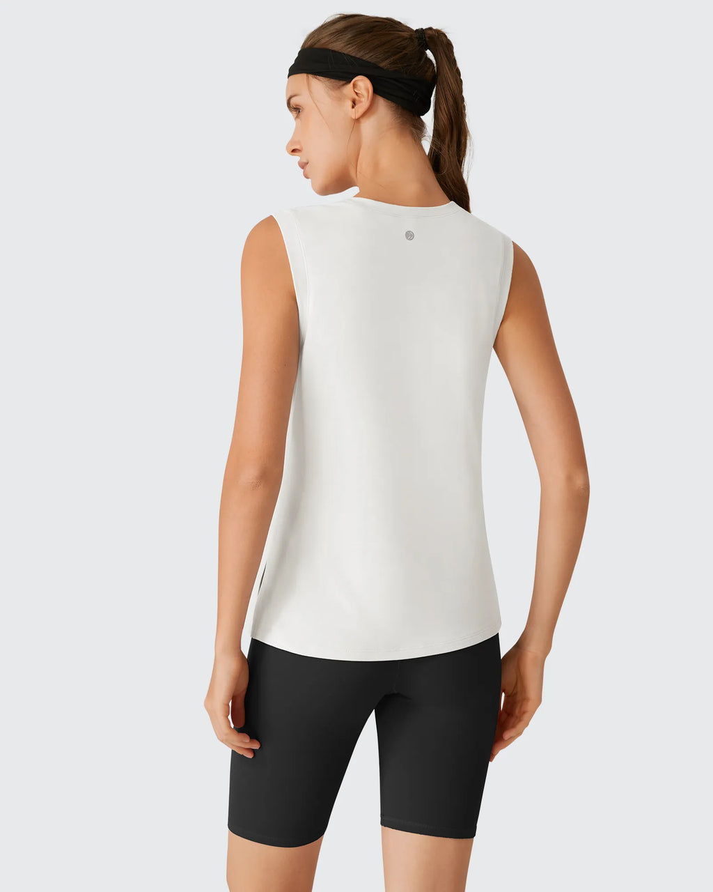 Side Slits Loose Fit High Neck Athletic Tanks