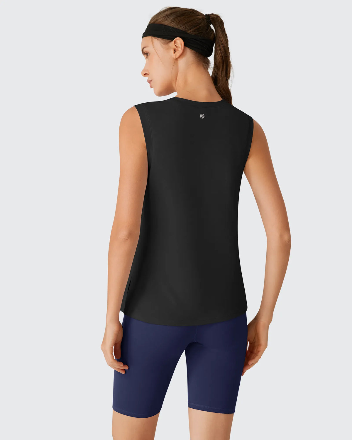 Side Slits Loose Fit High Neck Athletic Tanks