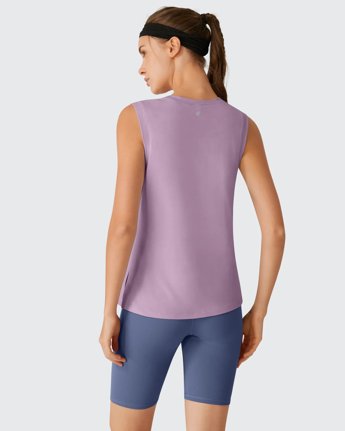 Side Slits Loose Fit High Neck Athletic Tanks
