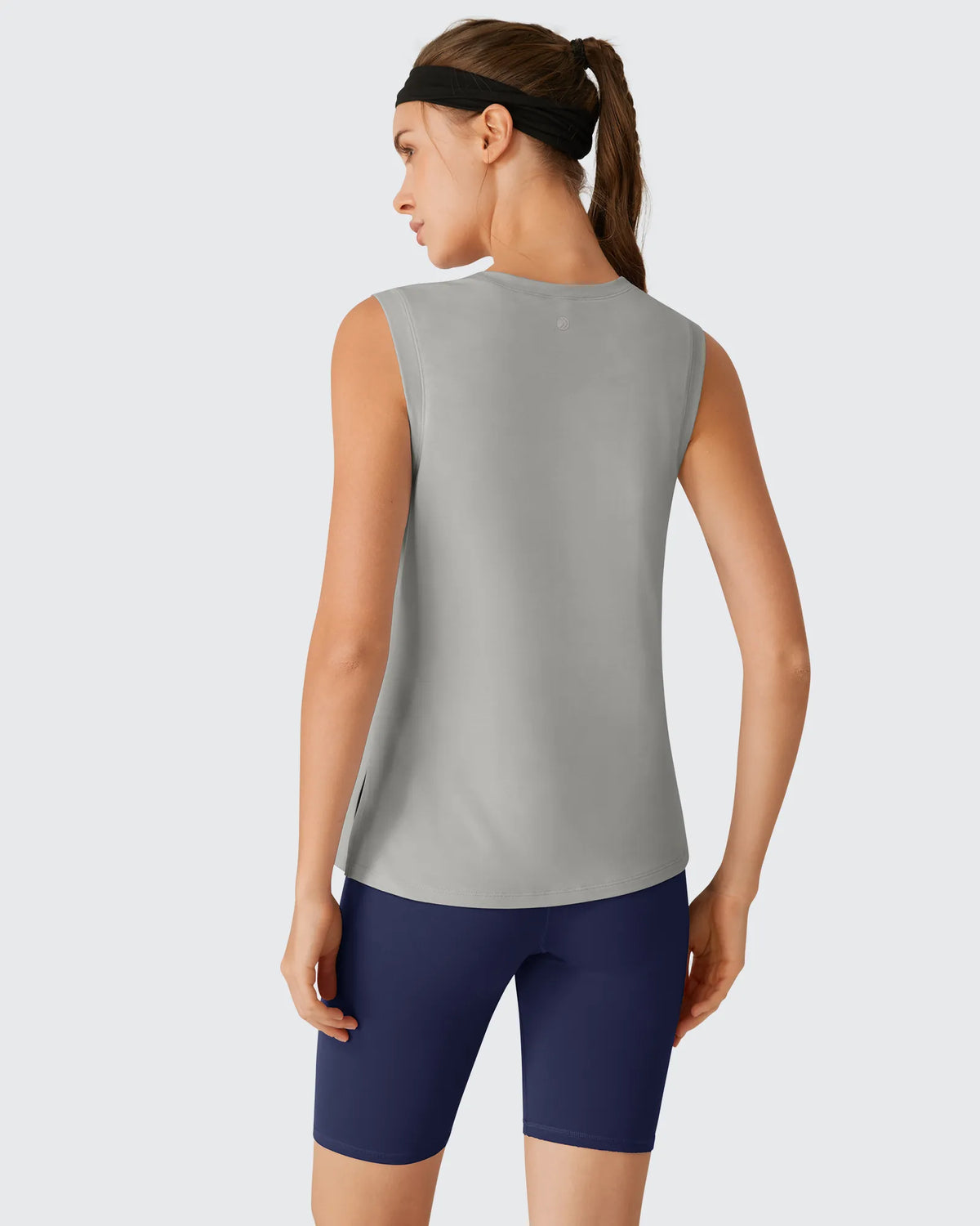 Side Slits Loose Fit High Neck Athletic Tanks