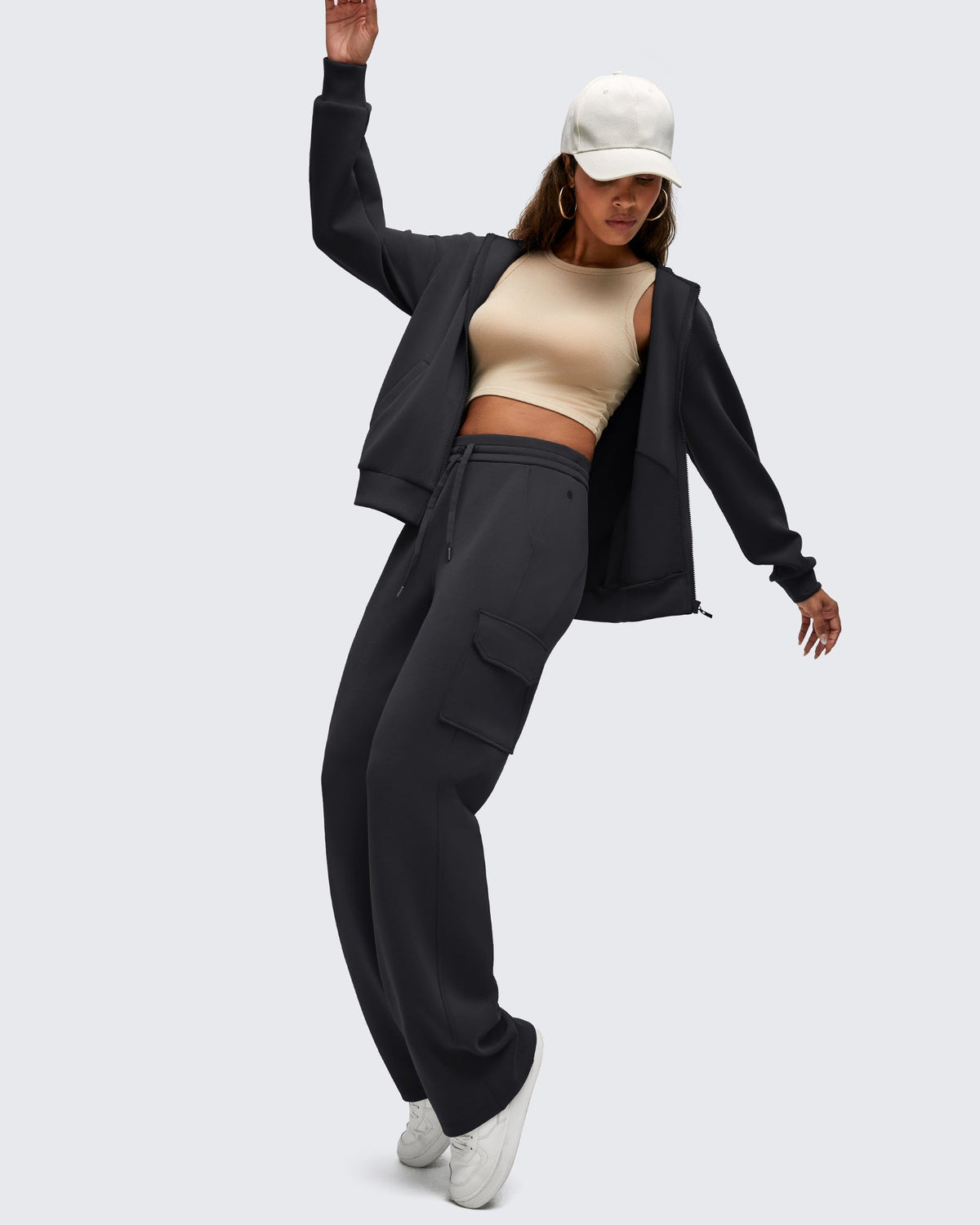 Smoofit Drawstring Wide Leg Pockets Cargo Sweatpants
